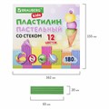 Пластилин классический пастельные цвета BRAUBERG KIDS, 12 цветов, 180 грамм, стек, 106681 106681