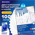 Картон белый А4 МЕЛОВАННЫЙ (белый оборот) 100 листов, в коробке, BRAUBERG, 210х297 мм, 116415 116415