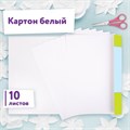 Картон белый А4 немелованный, 10 листов, в папке, ЮНЛАНДИЯ, 200х290 мм, "Лебедь", 115639 115639