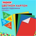 Картон цветной А4 немелованный, 5 листов, 5 цветов, ПИФАГОР, 200х290 мм, 116629 116629