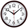 Часы настенные TROYKATIME (TROYKA) 91931912, круг, белые, коричневая рамка, 23х23х4 см 452288