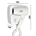 Фен для волос настенный PUFF-1200, 1200 Вт, пластик, 2 скорости, белый, 1405.001 608320