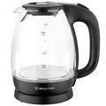 Чайник BRAYER BR1026, 1,8 л, 2200 Вт, закрытый нагревательный элемент, стекло, черный 456067