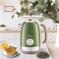 Чайник KITFORT КТ-6110, 1,7 л, 2200 Вт, закрытый нагревательный элемент, сталь, зеленый/бежевый 455993