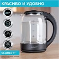 Чайник SCARLETT SC-EK27G90, 1,7 л, 1800 Вт, закрытый нагревательный элемент, стекло, черный 457212