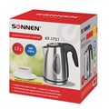Чайник SONNEN KT-1721, 1,7 л, 2200 Вт, закрытый нагревательный элемент, нержавеющая сталь, черный, подсветка, 454347 454347