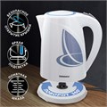 Чайник SONNEN KT-1767, 1,8 л, 2200 Вт, закрытый нагревательный элемент, пластик, белый/синий, 453416 453416