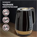 Чайник SONNEN KT-1776, 1,7 л, 2200 Вт, закрытый нагревательный элемент, пластик, черный/горчичный, 453418 453418