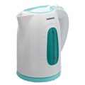 Чайник SONNEN KT-2016, 2 л, 2200 Вт, закрытый нагревательный элемент, пластик, белый/голубой, 453417 453417