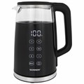 Чайник с терморегулятором и дисплеем, ДВОЙНЫЕ СТЕНКИ, SONNEN KT-8717, 1,7 л, 2200 Вт, черный, 454687 454687