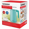 Чайник электрический с двойными стенками SONNEN KT-8719M, 1,5 л, 2200 Вт, мятный, 454694 454694