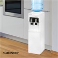 Кулер для воды SONNEN FSE-02A, напольный, НАГРЕВ/ОХЛАЖДЕНИЕ ЭЛЕКТРОННОЕ, 2 крана, белый, 455421 455421