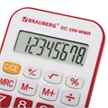 Калькулятор карманный со шнурком BRAUBERG DC-109-WWR (61x110 мм), 8 разрядов, БЕЛЫЙ/КРАСНЫЙ, 272644 272644