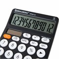Калькулятор настольный BRAUBERG STYLE-12-BK (157х106 мм), 12 разрядов, двойное питание, ЧЕРНЫЙ, 272965 272965
