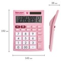 Калькулятор настольный BRAUBERG ULTRA PASTEL-12-PK (192x143 мм), 12 разрядов, двойное питание, РОЗОВЫЙ, 250503 250503