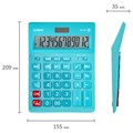 Калькулятор настольный CASIO GR-12С-LB (210х155 мм), 12 разрядов, двойное питание, ГОЛУБОЙ, GR-12C-LB-W-EP 250441