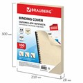 Обложки картонные для переплета, А4, КОМПЛЕКТ 100 шт., тиснение под кожу, 230 г/м2, слоновая кость, BRAUBERG, 530947 530947