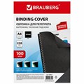 Обложки картонные для переплета, А4, КОМПЛЕКТ 100 шт., тиснение под кожу, 230 г/м2, черные, BRAUBERG, 530837 530837