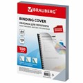 Обложки пластиковые для переплета, А4, КОМПЛЕКТ 100 шт., 150 мкм, матово-прозрачные, BRAUBERG, 532160 532160