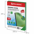 Обложки пластиковые для переплета, А4, КОМПЛЕКТ 100 шт., 150 мкм, прозрачно-зеленые, BRAUBERG, 530828 530828