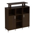 Стеллаж средний с надстройкой и деревянными дверками 202582