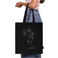 Сумка шоппер BRAUBERG, канвас, 40х35 см, черный, "Vector girl", 271899 271899
